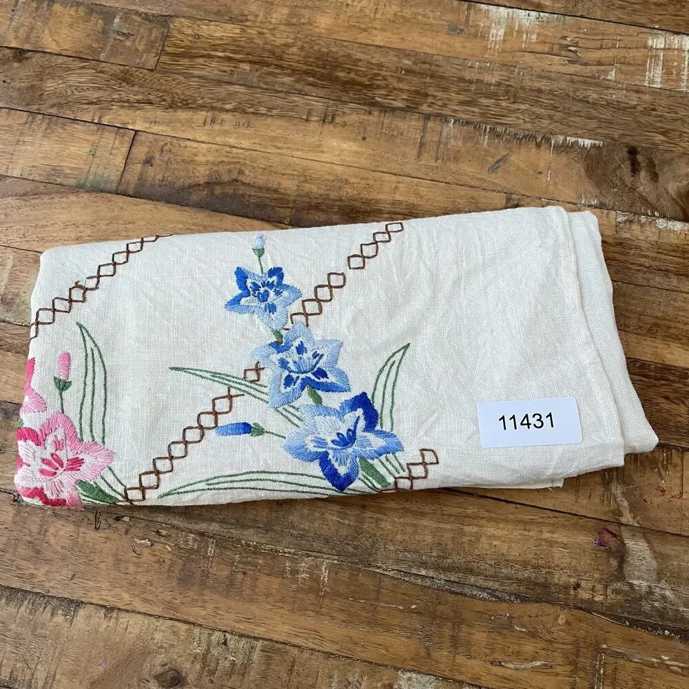 Vintage Square Linen Tablecloth 47x47